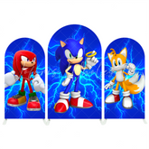 Sonic Cartoon Happy Birthday Party Arch Backdrop Wall Cloth Cover